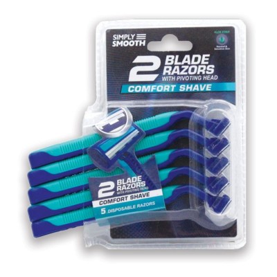 SIMPLY SMOOTH RAZORS FOR MEN 5PK W/ TWINT BLADE PIVOT HEAD